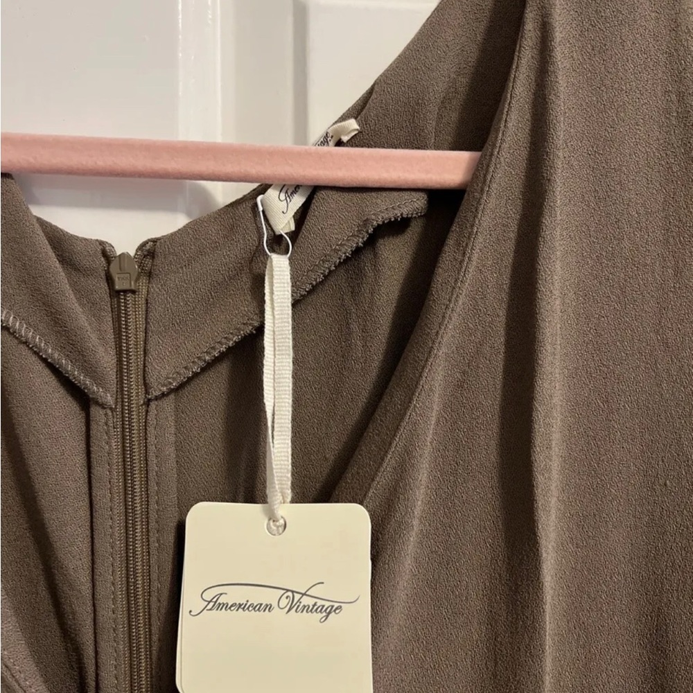 American Vintage New Beige Brown Jumpsuit L Viscose Shorts - Picture 4 of 5